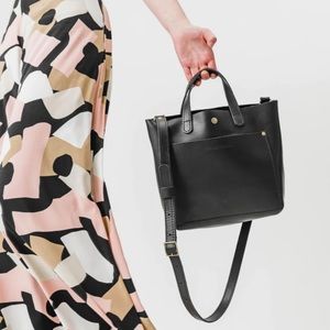 Portland Leather Mini Crossbody Black Leather Tote